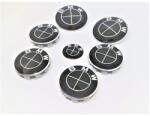 AUTOHELIX MSA Set embleme BMW 7 piese, negre full, capota/portbagaj 82 mm, capace jante 68mm, sigla volan 44 mm, B (1063723145815)