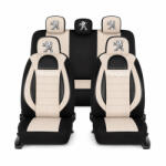AutoHelix MSA Set Huse Scaune Universale Racing, Bej cu Negru Personalizate cu Peugeot (RAC44489.12)
