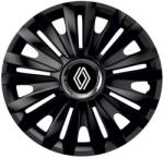 RENAULT Set 4 Capace Roti pentru Renault Nou, model Royal Black Cu Inel Cromat, R15, RENAULT (22436)