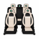 AutoHelix MSA Set Huse Scaune Universale Racing, Bej cu Negru Personalizate cu Skoda (RAC44489.16)