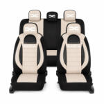AutoHelix MSA Set Huse Scaune Universale Racing, Bej cu Negru Personalizate cu Dacia Nou (RAC44489.3)