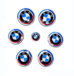 AUTOHELIX MSA Set Complet 7 Embleme Logo Compatibile BMW capota/portbagaj 82 mm, capace jante aliaj 68mm, sigla volan 44 mm, Editie Aniversara 50 de ani (maf647)