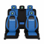 AutoHelix MSA Set Huse Scaune Universale Racing, Albastru cu Negru Personalizate cu Skoda (RAC44491.16)