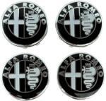 AUTOHELIX MSA Set 4 Capace Jante Aliaj Alfa Romeo 60mm, Alb Negru (maf3502)