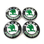 AutoHelix MSA Set 4 capace roti 60mm Skoda compatibil/inlocuitor janta aliaj negru/verde (5949096250348-1)