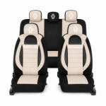 AutoHelix MSA Set Huse Scaune Universale Racing, Bej cu Negru Personalizate cu Renault Nou (RAC44489.14)