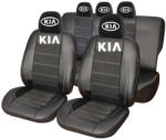 AutoHelix MSA Set Huse Scaune Universale Din Piele Ecologică Si Alcantara Personalizate Cu Kia, Negre (HLX08649.9)