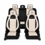 AutoHelix MSA Set Huse Scaune Universale Racing, Bej cu Negru Personalizate cu Renault (RAC44489.13)