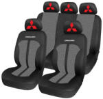 AutoHelix MSA Set Huse Scaune Universale Premium Carguard Personalizate cu Mitsubishi - Negru/Gri (HLXgri.8)