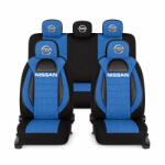 AutoHelix MSA Set Huse Scaune Universale Racing, Albastru cu Negru Personalizate cu Nissan (RAC44491.9)
