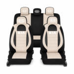 AutoHelix MSA Set Huse Scaune Universale Racing, Bej cu Negru Personalizate cu Kia (RAC44489.7)