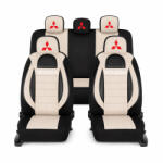 AutoHelix MSA Set Huse Scaune Universale Racing, Bej cu Negru Personalizate cu Mitsubishi (RAC44489.8)
