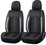 Carguard Huse auto premium 5 locuri Carguard Deluxe piele ecologică perforată și textil - negru - alb (HSA016)