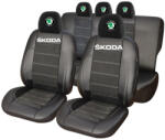 AutoHelix MSA Set Huse Scaune Universale Din Piele Ecologică Si Alcantara Personalizate Cu Skoda, Negre (HLX08649.16)
