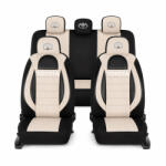 AutoHelix MSA Set Huse Scaune Universale Racing, Bej cu Negru Personalizate cu Toyota (RAC44489.19)