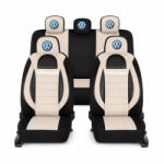 AutoHelix MSA Set Huse Scaune Universale Racing, Bej cu Negru Personalizate cu Volkswagen (RAC44489.20)