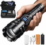 Linomag Lanterna LED profesionala cu zoom, Linomag®, Baterie 5000mAh, USB-C, 5 moduri iluminare, Impermeabila IP67, Display digital, Functie power bank, Negru (kitled)