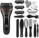 Onuliss Pila electrica set 10 bucati pentru talpi si calcaie ONULISS V-601, Display Digital, Led, Acumulator 1200 mAh, Incarcare USB, Impermeabil, 3 role, 2000 rpm, Accesorii incluse, Indepartare piele moarta