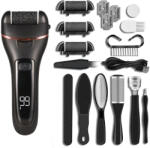 Arvada Pila electrica set 10 bucati pentru talpi si calcaie Arvada® DrSkin V-601, Display Digital, Led, Acumulator 1200 mAh, Incarcare USB, Impermeabil, 3 role, 2000 rpm, Accesorii incluse, Indepartare piele
