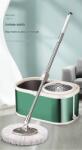  Set galeata mop cu centrifuga si rotatie 360 de grade din inox inoxidabil Arvada MagicClean, galeata ovala, dimensiuni 42x26x22cm finisaj lucios si orificiu de scurgerea a apei cu 4 rezerve culoare al