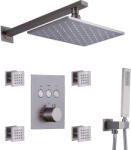 Starbath Set de Dus Termostatic Starbath 002TP-28X18B-4NF cu Functie de Masaj si Cap de Dus, LED - Sistem Complet 4 Piese, silver (sid556)