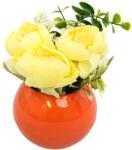  Vaza Rotunda Cu Flori, Galben, Plastic, 17Cm - Galben, Plastic, 17cm (2078)