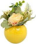  Vaza Rotunda Cu Flori, Galben cu roz, Plastic, 17Cm - Roz, Plastic, 17cm (2079)