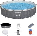 Bestway Piscina Rotunda cu Cadru Metalic Bestway Steel Pro MAX Frame BW561GD Ø 457 x 107CM Lumini LED Gri (6941607353417)