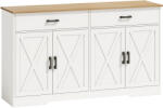 HOMCOM Bufet, dulap buffet 140 cm stil fermă pentru bucătărie cu 2 sertare și 2 dulapuri, Alb | Aosom Romania (83A-534V90WT) Bufet