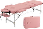 HOMCOM Masă de masaj pliabilă din aluminiu cu înălțime reglabilă, 3 zone, pernă pentru cap detașabilă, geantă de transport, roz | Aosom Romania (503-039V00PK)