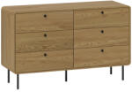HOMCOM Comodă 6 sertare mobilier de depozitare stil modern colțuri rotunjite și picioare din oțel 120 x 40 x 75cm efect lemn de stejar | Aosom Romania (83D-061V00AK) Comoda