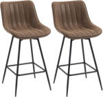 HOMCOM Set de 2 taburete de bar, scaune de bar din PU, șezut căptușit 68H cm, spătar și suport pentru picioare, maro | Aosom Romania (83A-408V01BN)