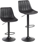HOMCOM Set 2 scaune de bar cu design retro, incl. suport pentru picioare, reglabil pe înălțime, piston cu gaz, Negru | Aosom Romania (835-228V00BK)