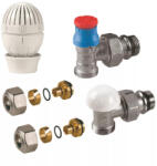 GIACOMINI R470A sarok termosztatikus radiátorszelep szett, 1/2", 2db 16x2mm műanyagcső csatlakozóval (CVDTAX001)