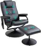 HOMCOM Masszázsfotel lábtartóval, forgófotel masszázsfunkcióval, távirányítóval, műbőr, fekete (700-037V01BK)