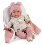Guča Papusa realista cu corp moale Guca Nerea, 42 cm, corp textil si membre din vinil, cu paturica si accesorii incluse (GUC10270) Papusa