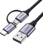 UGREEN Cablu de date Ugreen 30875, micro-USB + USB-C la USB-A, 1m (Gri)