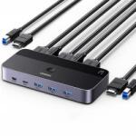 Ugreen Switch KVM Ugreen CM664, 3xUSB-A, 2xUSB-B, 2xUSB-C, 3xHDMI, micro USB (Negru)