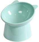  Bol din plastic, cu picior inalt, pentru pisici, verde, 13 x 11 xm