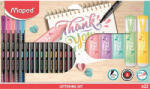 Maped Kalligrafikus készlet, 22 darabos, MAPED "Lettering Set", 6 szövegkiemelő + 16 tűfilc különböző színekben (IMA983719) - fapadospatron