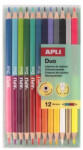 APLI Színes ceruza készlet, kétvégű, háromszögletű, APLI "Duo", 24 különböző szín (LCA20081D) - fapadospatron