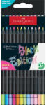 Faber-Castell Színes ceruza készlet, háromszögletű, FABER-CASTELL "Black Edition", 6-6 különböző neon és pasztell szín (TFC116410) - fapadospatron