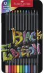 Faber-Castell Színes ceruza készlet, háromszögletű, fémdobozban, FABER-CASTELL "Black Edition", 12 különböző szín 12 db (TFC116413)