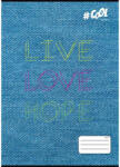Victoria Füzet, tűzött, A4, kockás, 32 lap, COOL BY VICTORIA, "Live-love-hope", "87-32 (ISVFC86) - fapadospatron
