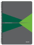 Leitz Spirálfüzet, A4, kockás, 90 lap, PP borító, LEITZ "Office", szürke-zöld (E44950055)