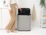 Brabantia Bo Touch Bin nyomófedeles hulladékgyűjtő XXL, padlón álló, műanyag tartály, 60L - M méret, acél, hamvasszürke - 255106 (BR255106)