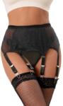 Paris Hollywood Portjartier si Bikini, Plasa Transparenta Florala, 6 Bretele, Negru, L/XL