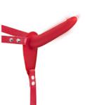 Fetish Tentation Strap-on 10 Moduri Vibratii, Silicon, USB, Rosu, 15.5 cm