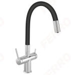 Panitalai Ferro FILTRATA konyhai csaptelep szűrt vízhez, króm, fekete flexibilis kifolyócsővel (BFT41B)