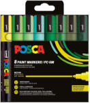 uni Marker varf 1.8-2.5 mm, nuante de verde, UNI Posca PC-5M, 8 culori/set